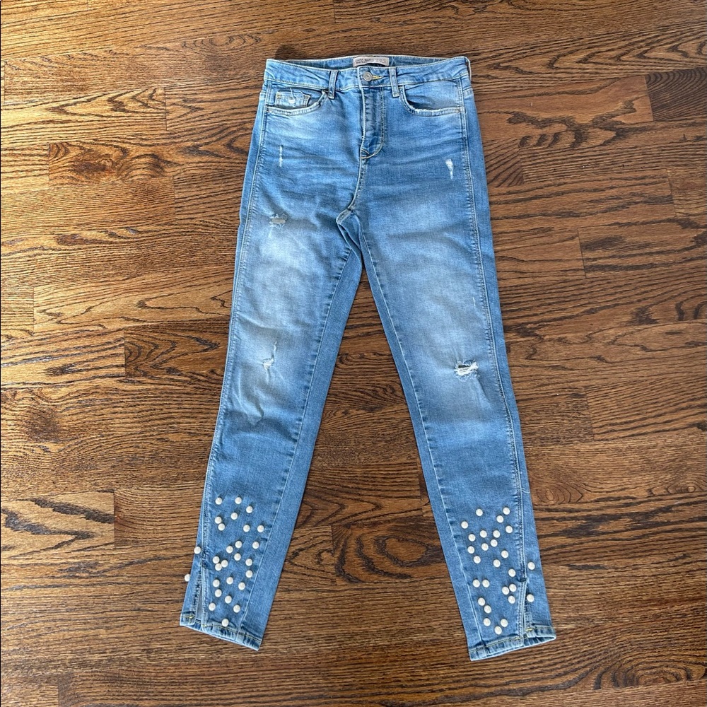 Zara pearl jeans Perfect like new Size 4 Beautiful! - Picture 7 of 10